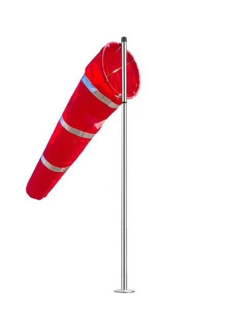 Integrated Red Reflective Windsock with One-Piece Ring Frame and Stainless Steel Pole