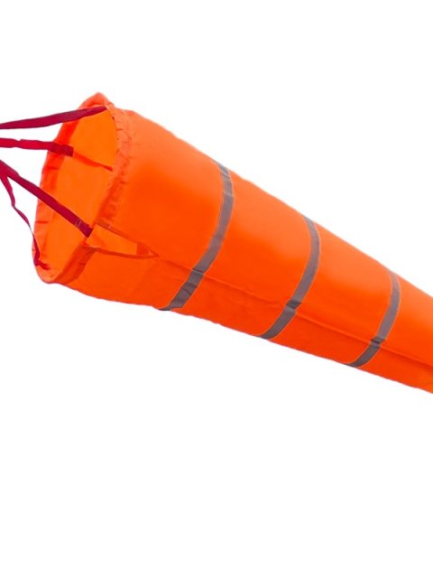 Solid Orange Aviation Windsock Cone with Reflective Bands and Swivel Hook