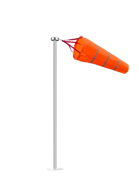 Orange Reflective Windsock Complete with Stainless Steel Pole and Base Plate