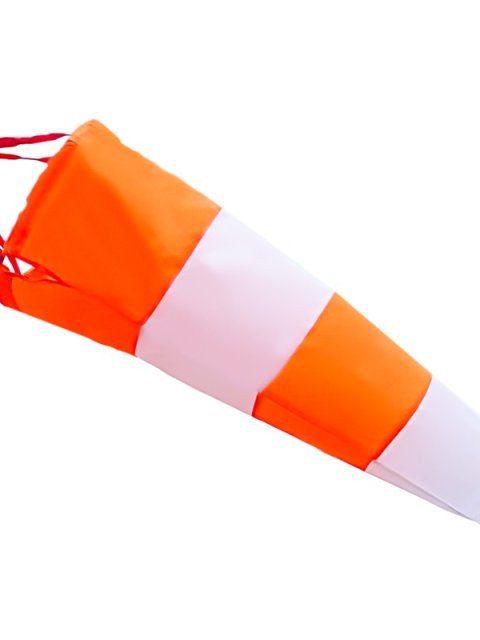 Orange and White Aviation Windsock Replacement Cone with Swivel Hook and Webbing Straps
