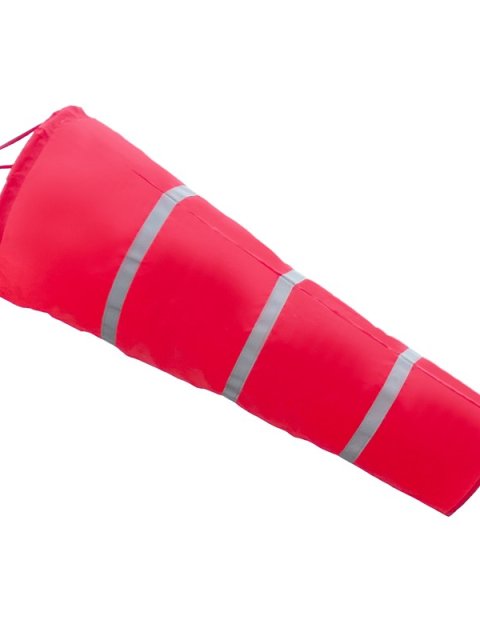 Solid Red Aviation Windsock Cone with Reflective Bands and Swivel Hook