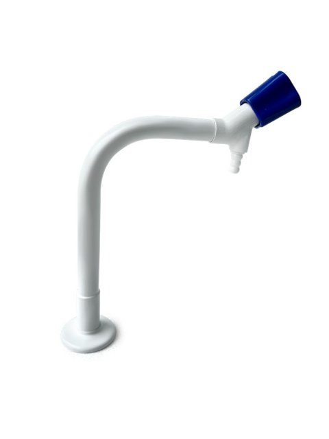 Single Outlet Deck Mounted Laboratory Gooseneck Faucet with Blue Knob