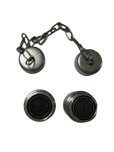 Stainless Steel Eyewash Nozzle Dust Cap Set with Chain, M18 and M28
