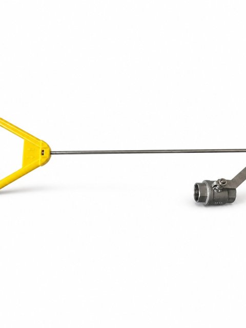 Drench Shower Pull Rod and Ball Valve Assembly with Yellow Triangular Handle
