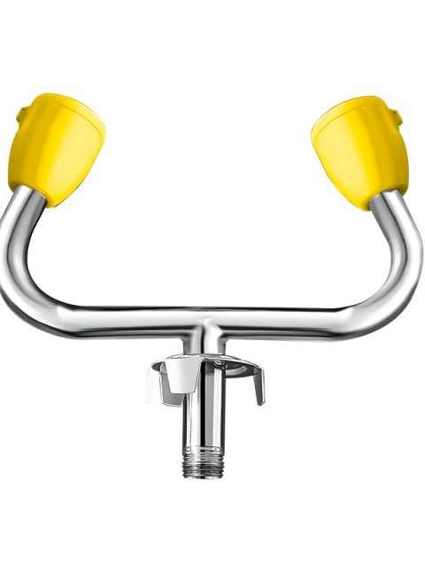 Twin Nozzle Eyewash Spray Head Assembly with Yellow Flip Covers